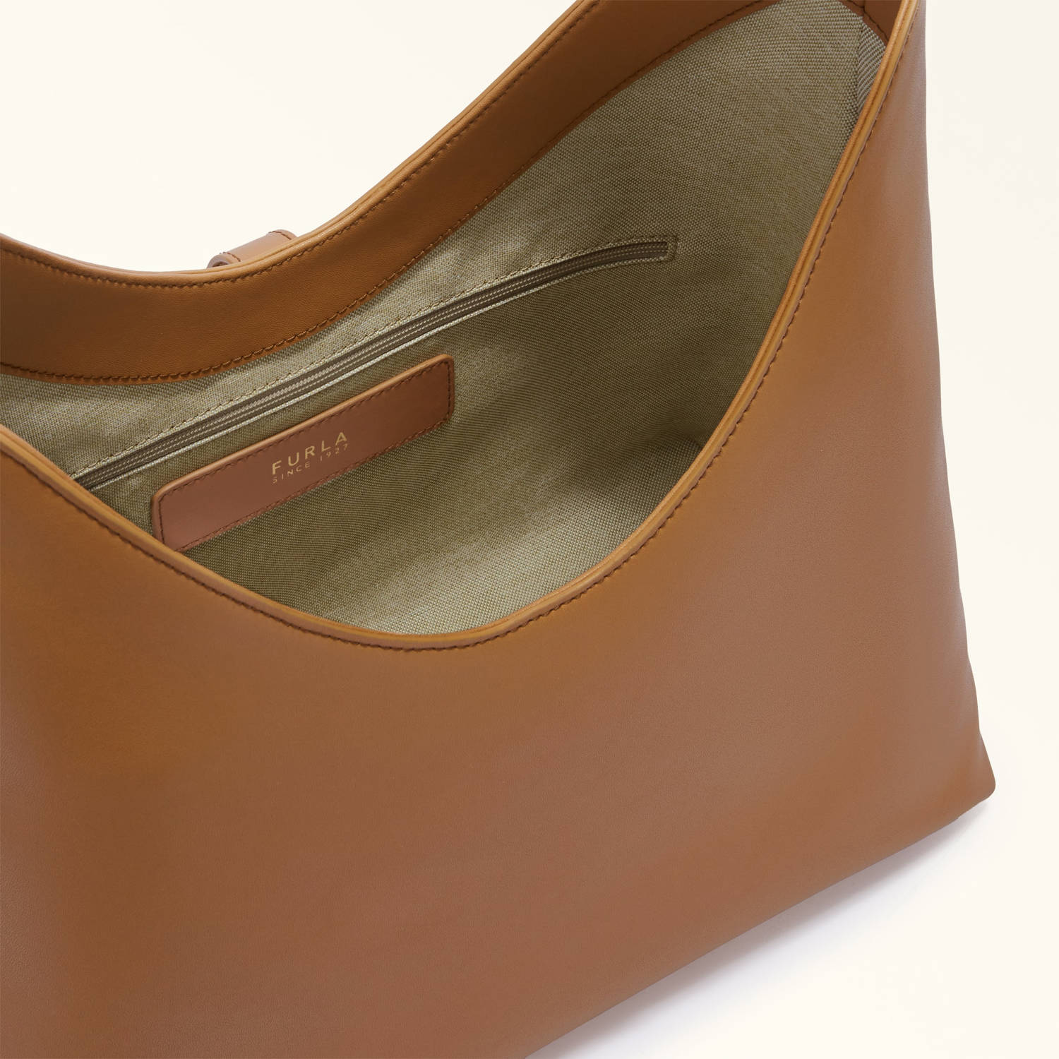 Furla leren schoudertas Goccia M cognac