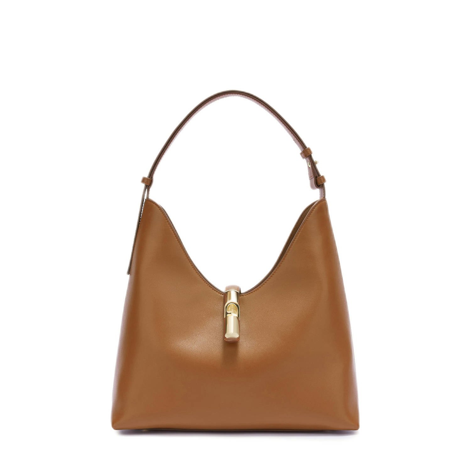 Furla leren schoudertas Goccia M cognac