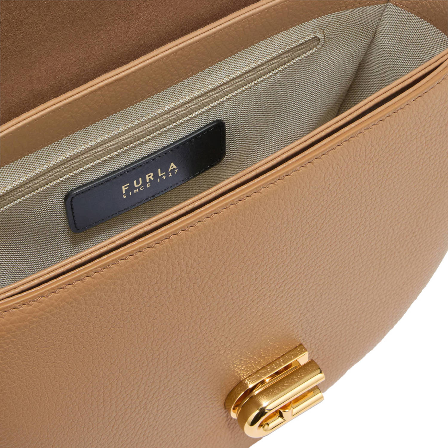 Furla leren crossbody tas Lotus S lichtbruin