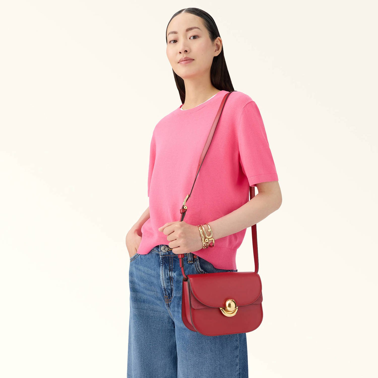 Furla leren crossbody tas Sfera Mini rood