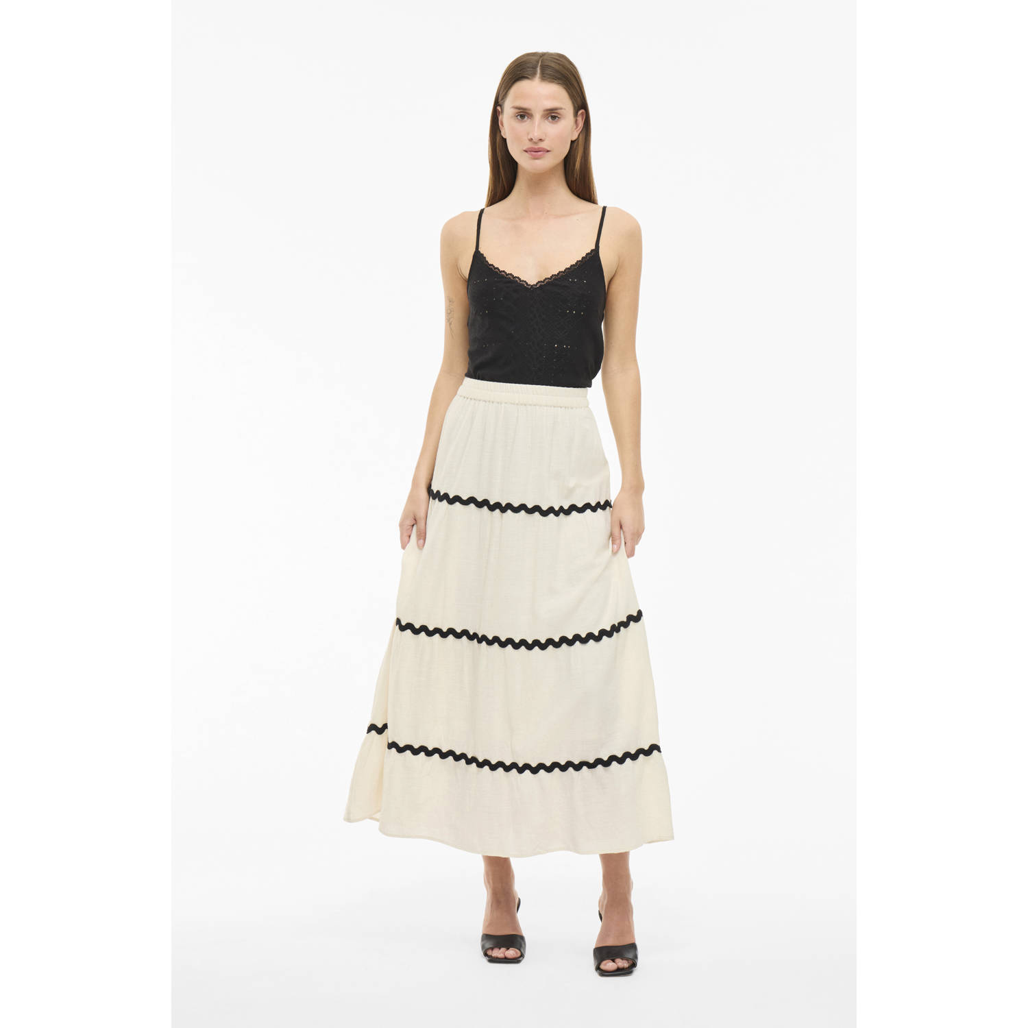 VILA midi rok ecru