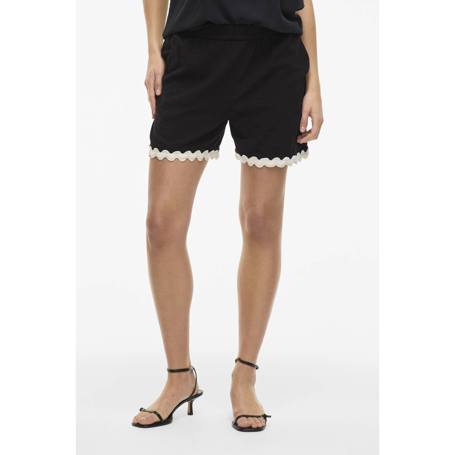 VILA regular waist casual short zwart