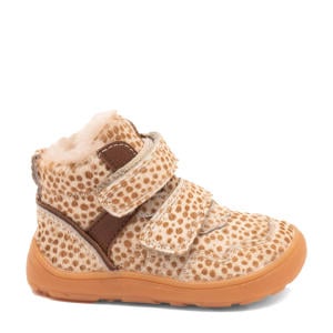 Barefoot Becky Lamb gevoerde leren sneakers ecru/bruin