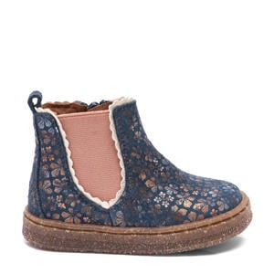 Siggi leren enkelboots blauw/roze