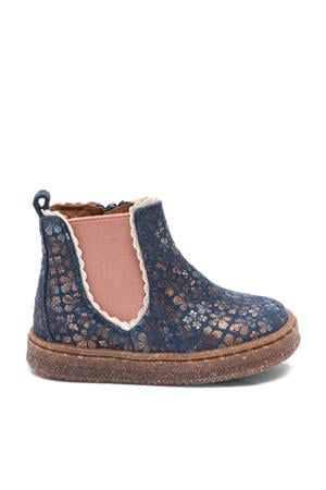 Siggi leren enkelboots blauw/roze
