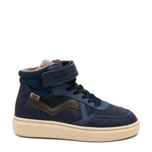 gevoerde leren sneakers donkerblauw