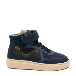 gevoerde leren sneakers donkerblauw