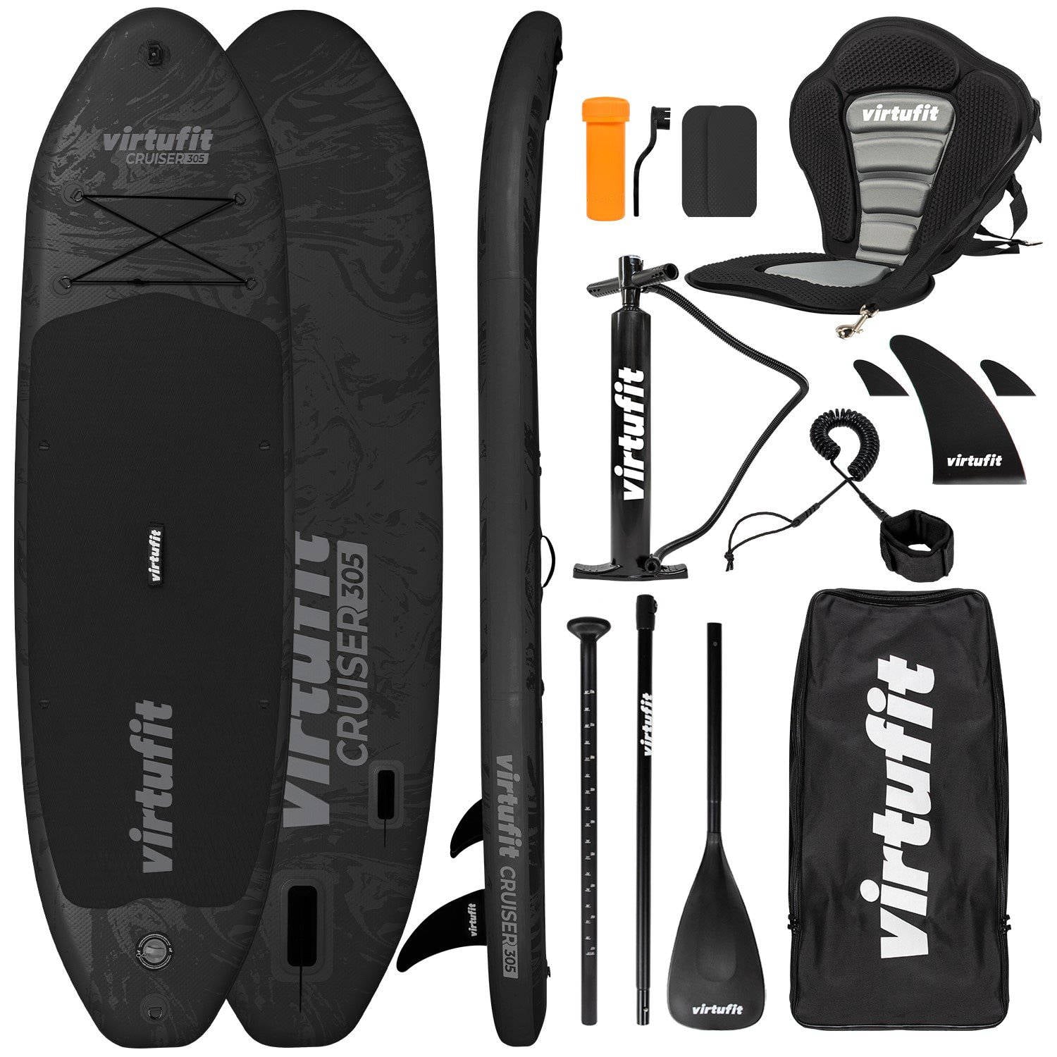 Tabla SUP Hinchable VirtuFit Cruiser 305 – Incluye Asiento De Kayak, Bomba Y Remo – Estable, Soporta 180 Kg – Ideal Para Paseos En Agua