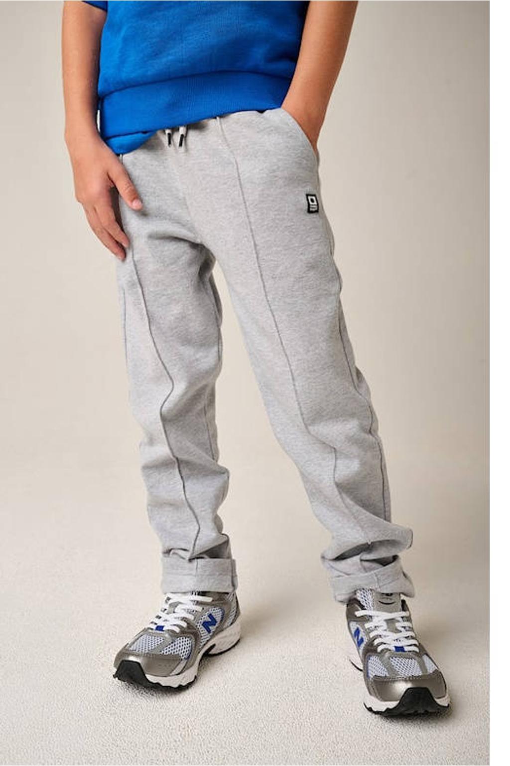 Grijs melange jongens Tumble 'n Dry regular casual broek melange van sweat materiaal met elastische tailleband met koord