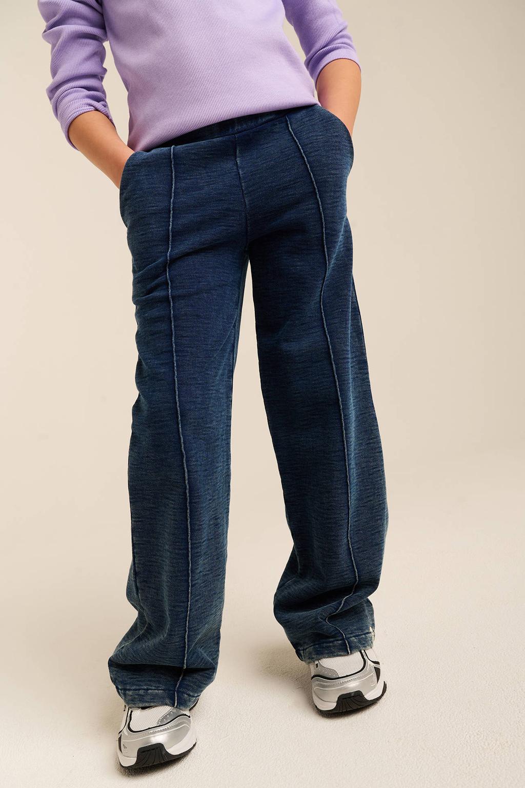 Dark blue denim meisjes Tumble 'n Dry wide leg casual broek dark blue van jog denim