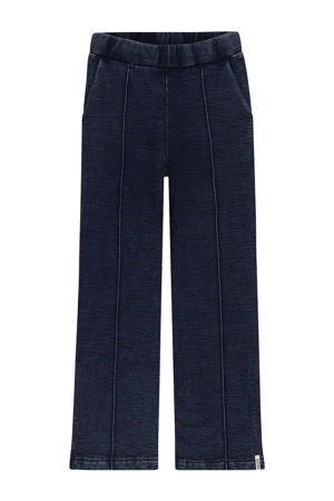 wide leg casual broek dark blue denim