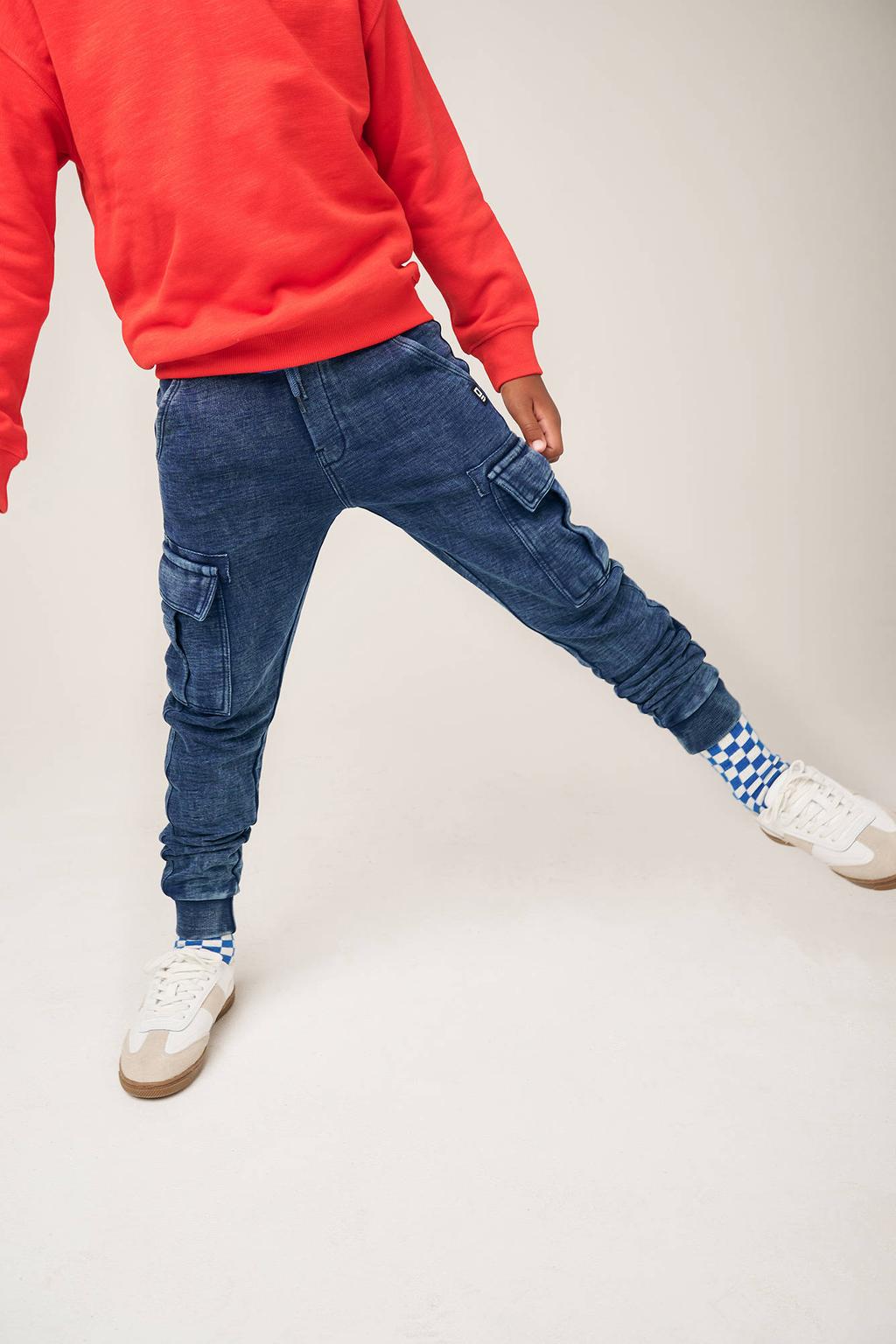 Dark blue denim jongens Tumble 'n Dry regular casual broek dark blue van jog denim met elastische tailleband met koord