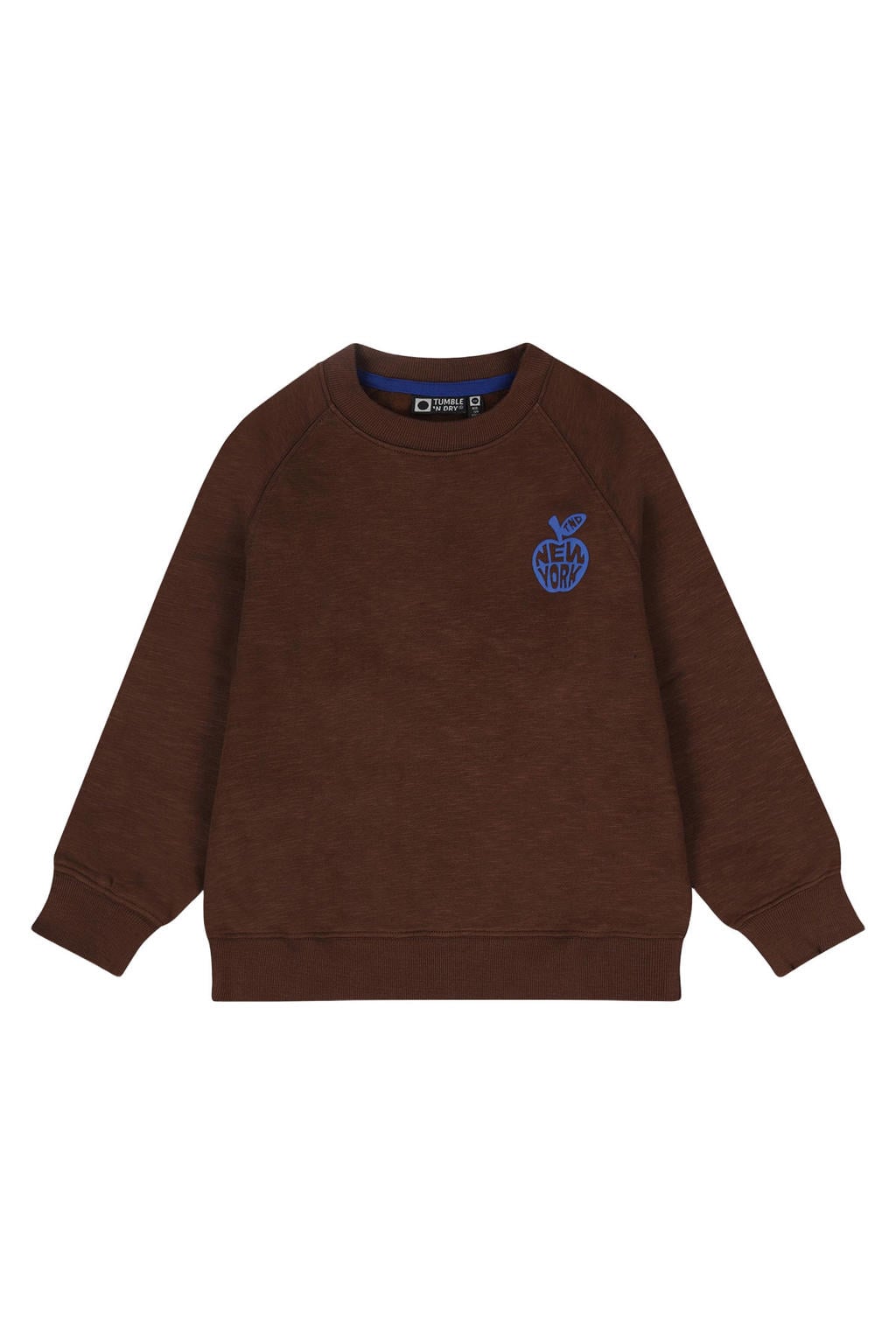 Bruin en blauwe jongens Tumble 'n Dry sweater met lange mouwen en ronde hals