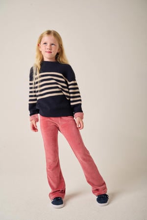 fluwelen flared casual broek roze