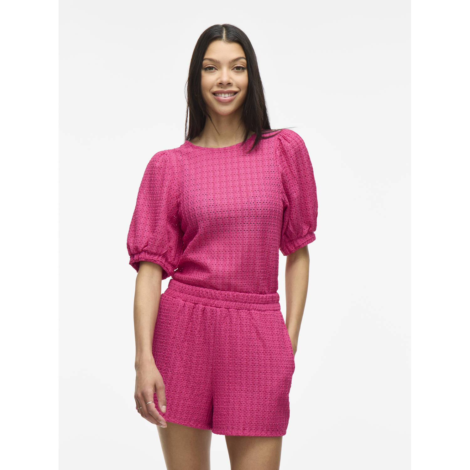 VILA top roze gehaakt