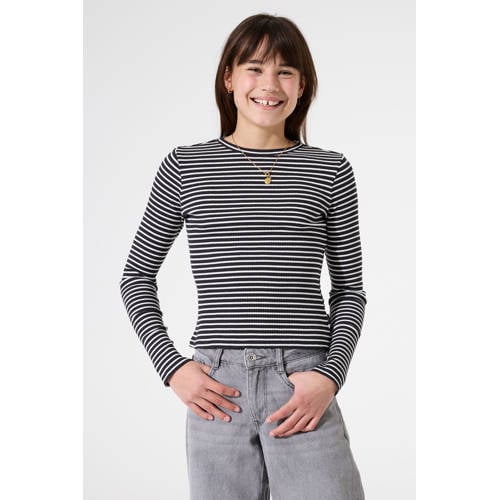 Garcia gestreepte longsleeve zwart rib gebreid afbeelding
