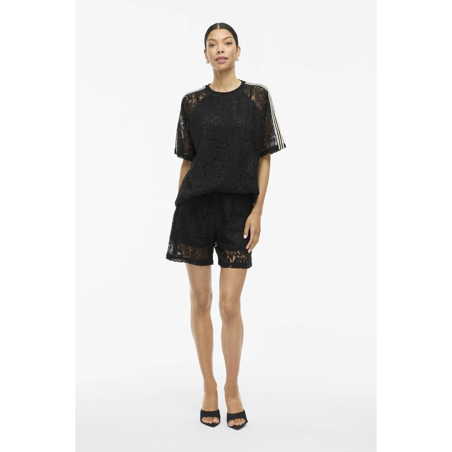 VILA wide leg high waist casual short zwart