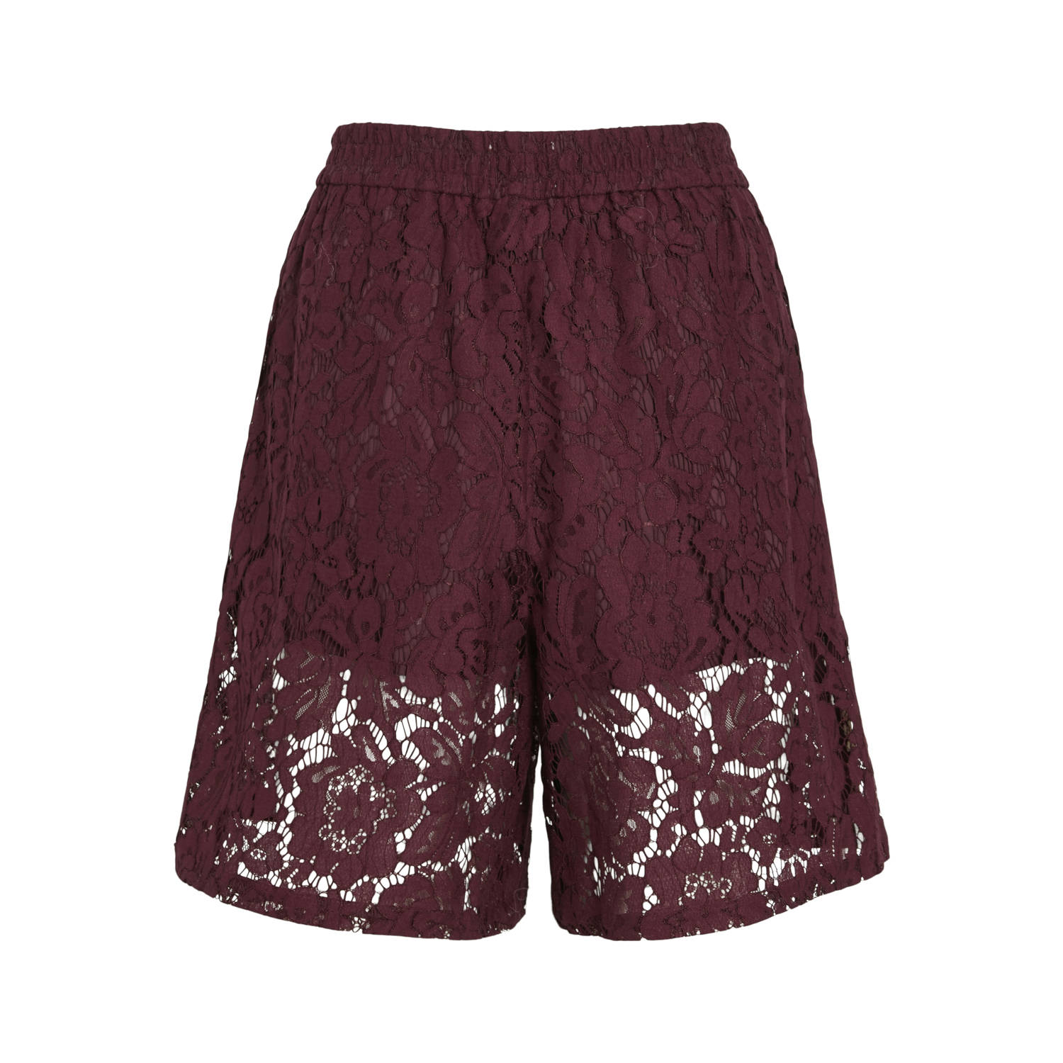 VILA wide leg high waist casual short donkerrood