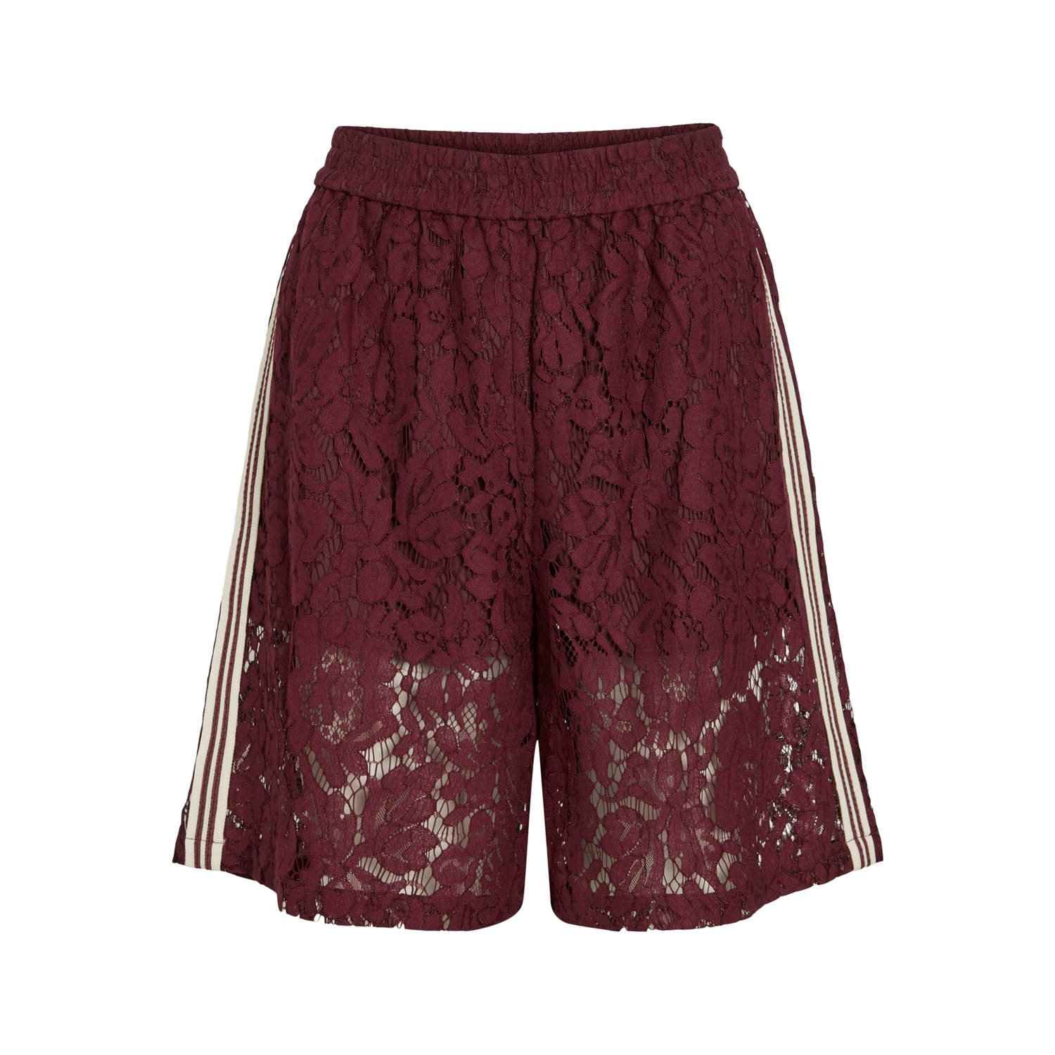 VILA wide leg high waist casual short donkerrood