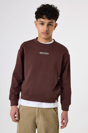 sweater met backprint bruin