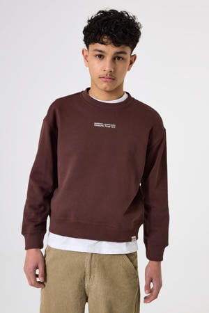 sweater met backprint bruin
