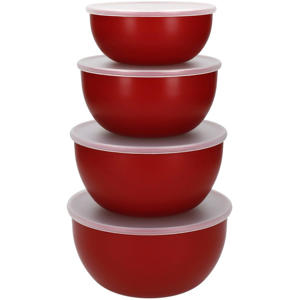 Beslagkom / Mengkom Core Keizerrood - met deksels - 4 Stuks