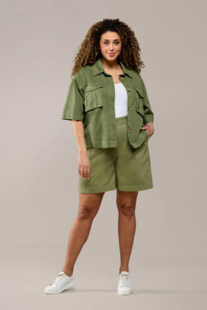 straight regular waist casual short olijfgroen