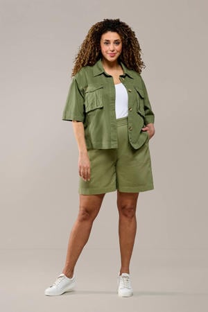 straight regular waist casual short olijfgroen