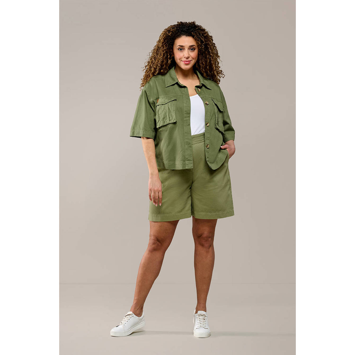 Mart Visser straight regular waist casual short olijfgroen