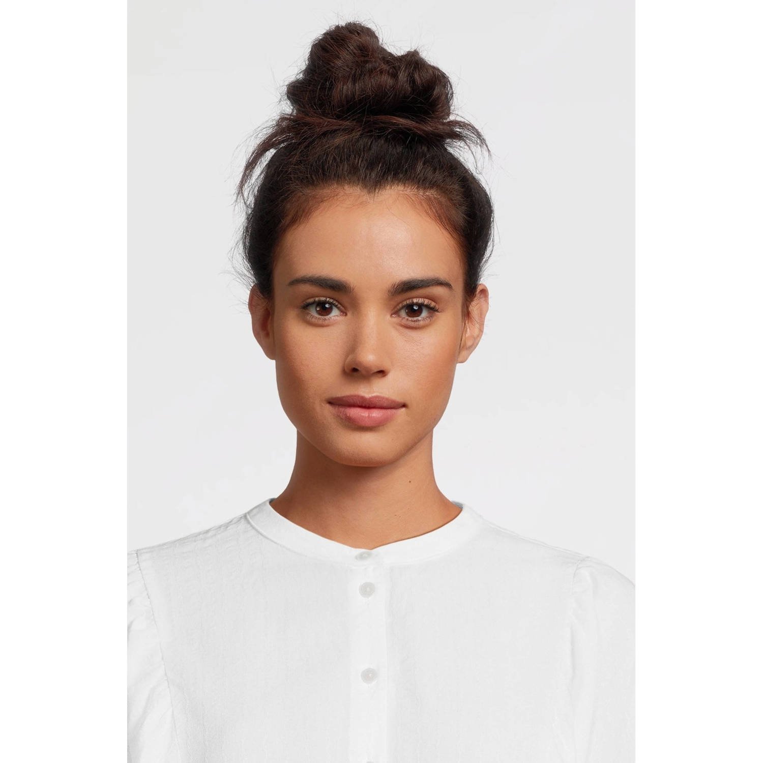 anytime blouse met ingeweven patroon wit
