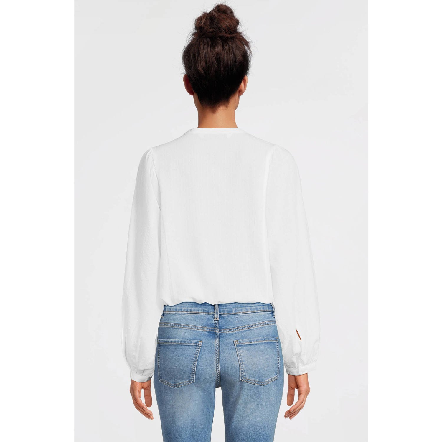 anytime blouse met ingeweven patroon wit