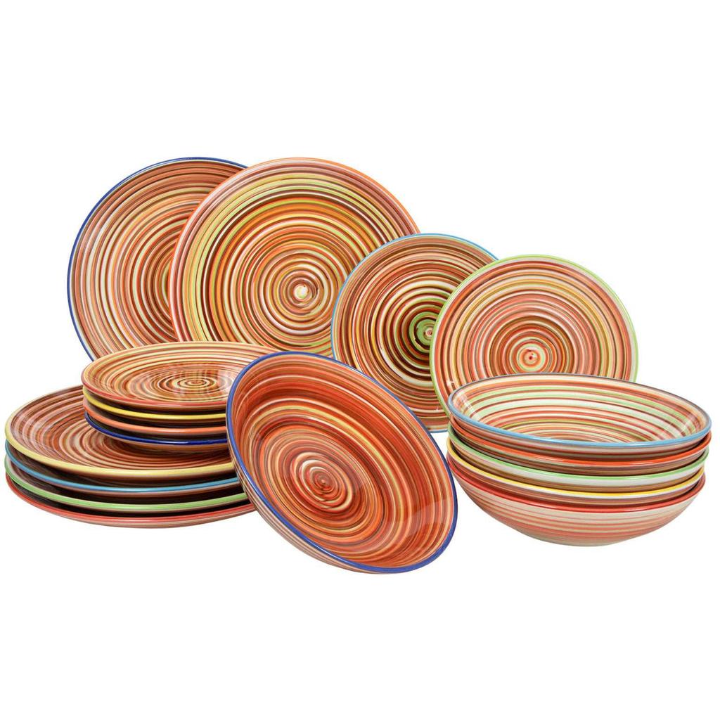 Cookinglife Serviesset Rhythm & Lines 18-delig / 6 personen - 6 dinerborden, 6 ontbijtborden en 6 diepe borden