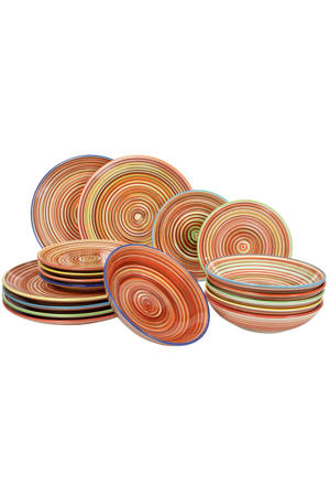 Serviesset Rhythm & Lines 18-delig / 6 personen - 6 dinerborden, 6 ontbijtborden en 6 diepe borden