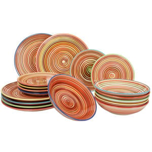 Serviesset Rhythm & Lines 18-delig / 6 personen - 6 dinerborden, 6 ontbijtborden en 6 diepe borden
