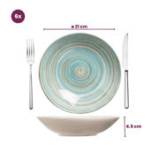 thumbnail: Cosy & Trendy Diepe Borden / Pastaborden Turbolino Blauw ø 21 cm - 6 stuks