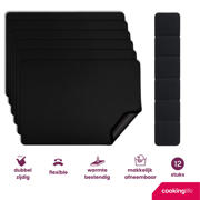 thumbnail: Cookinglife 6 Placemats + 6 Onderzetters - Vegan leer - Zwart