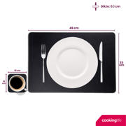 thumbnail: Cookinglife 6 Placemats + 6 Onderzetters - Vegan leer - Zwart