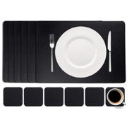 thumbnail: Cookinglife 6 Placemats + 6 Onderzetters - Vegan leer - Zwart