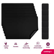 thumbnail: Cookinglife 6 Placemats + 6 Onderzetters - Vegan leer - Zwart