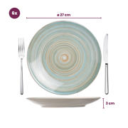 thumbnail: Cosy & Trendy Serviesset Turbolino - Blauw 24-delig / 6 personen - 6 dinerborden, 6 diepe borden, 6 ontbijtborden en 6 mokken