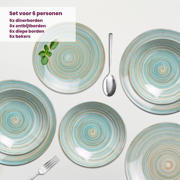 thumbnail: Cosy & Trendy Serviesset Turbolino - Blauw 24-delig / 6 personen - 6 dinerborden, 6 diepe borden, 6 ontbijtborden en 6 mokken