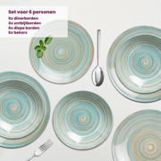 thumbnail: Cosy & Trendy Serviesset Turbolino - Blauw 24-delig / 6 personen - 6 dinerborden, 6 diepe borden, 6 ontbijtborden en 6 mokken