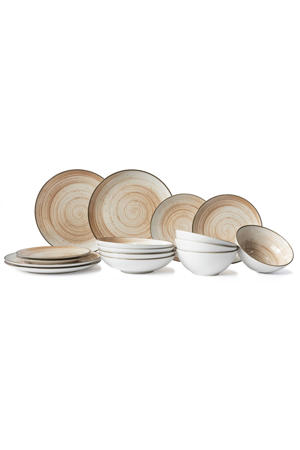 Serviesset Sintra Terracotta 16-delig / 4 personen - 4 dinerborden, 4 ontbijtborden, 4 diepe borden en 4 kommen