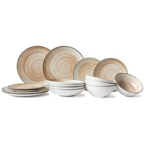 Serviesset Sintra Terracotta 16-delig / 4 personen - 4 dinerborden, 4 ontbijtborden, 4 diepe borden en 4 kommen
