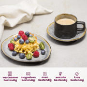 thumbnail: Cosy & Trendy Ontbijtborden / Dessertborden Organic - Laguna Blue Grey - 20 x 16 cm - 4 Stuks