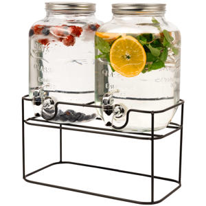 Dubbele Drankdispenser - met houder - 2 x 4 liter
