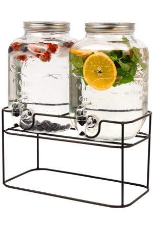 Dubbele Drankdispenser - met houder - 2 x 4 liter