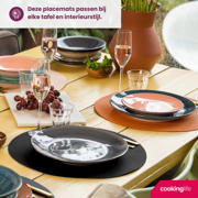 thumbnail: Cookinglife 6 Placemats + 6 Onderzetters - Dubbelzijdig - Rond - Vegan leer - Zwart / Cognac