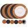 Cookinglife 6 Placemats + 6 Onderzetters - Dubbelzijdig - Rond - Afwasbaar - Zwart / Cognac