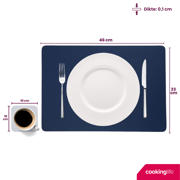 thumbnail: Cookinglife 6 Placemats + 6 Onderzetters - Dubbelzijdig - Vegan leer - Blauw / Grijs